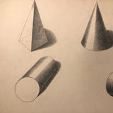 H.A Brown c. 1940s Geometric Solids Study Drawing