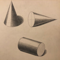 H.A Brown c. 1940s Geometric Solids Study Drawing