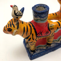 Mexican Folk Art Double Tigers with Birds Candelabra