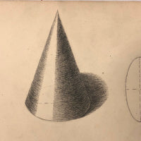 H.A Brown c. 1940s Geometric Solids Study Drawing