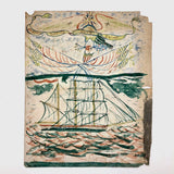 Edward Loring Horn, Maine, 1870 Folk Art Watercolor of Eagle, Flags, Ship