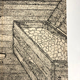 Insanely Detailed Large Ink Drawing of Attic Storage by Frederick Porter, 1982
