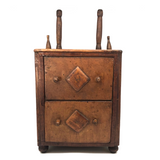 Charming Large Two Drawer Tabletop Folk Art Chest with Mirror