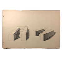 H.A. Brown c. 1940s Study Drawing, Stairs