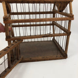 Barn-Shaped Old Handmade Wood and Wire Birdcage