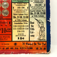 Smash The Fifth Column, WW2 Pull Tab Lottery Type Game