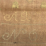 Antique Needlework Sampler on Linen  with Triple Alphabet, House, Flowers