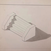 H.A. Brown c. 1940s Ink and Watercolor Shadow Study, Two Forms