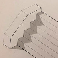 H.A. Brown c. 1940s Ink and Watercolor Shadow Study, Two Forms