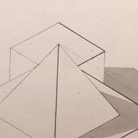 H.A. Brown c. 1940s Ink and Watercolor Shadow Study, Two Forms