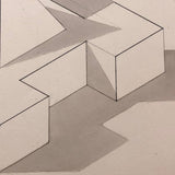 H.A. Brown c. 1940s Ink and Watercolor Shadow Study, Two Forms