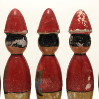 French 1920s Wooden Soldier Skittles - Set of 5 with Ball