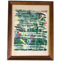 Kid Made Crayon & Watercolor Drawing with Branches and Butterfly by Laura Smiley