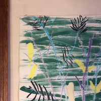 Kid Made Crayon & Watercolor Drawing with Branches and Butterfly by Laura Smiley