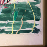 Kid Made Crayon & Watercolor Drawing with Branches and Butterfly by Laura Smiley