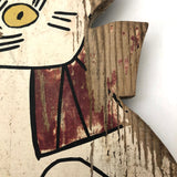 Old Yard Art White Cat on Metal Post