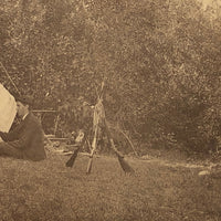 Men Playing Cards at Camp, Antique Cabinet Card Photo