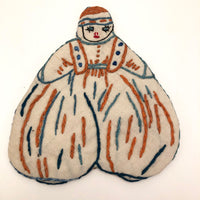 Embroidered Figure on Muslin with Ballooning Pants!