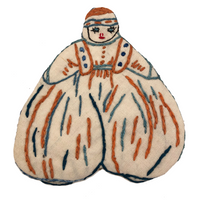 Embroidered Figure on Muslin with Ballooning Pants!