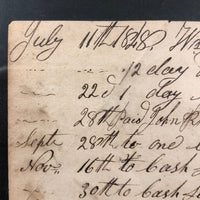 1848 Handwritten Ledger Page with Fraktur Watercolor Bird, in Period Grain Painted Frame