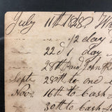 1848 Handwritten Ledger Page with Fraktur Watercolor Bird, in Period Grain Painted Frame