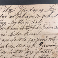1848 Handwritten Ledger Page with Fraktur Watercolor Bird, in Period Grain Painted Frame
