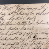 1848 Handwritten Ledger Page with Fraktur Watercolor Bird, in Period Grain Painted Frame