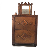 Charming Large Two Drawer Tabletop Folk Art Chest with Mirror
