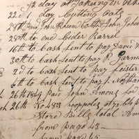 1848 Handwritten Ledger Page with Fraktur Watercolor Bird, in Period Grain Painted Frame