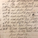 1848 Handwritten Ledger Page with Fraktur Watercolor Bird, in Period Grain Painted Frame