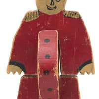 Old Painted Wooden Folk Art Three-Block Soldier with Great Face