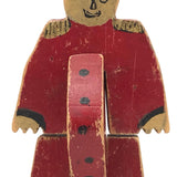 Old Painted Wooden Folk Art Three-Block Soldier with Great Face