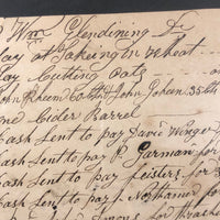 1848 Handwritten Ledger Page with Fraktur Watercolor Bird, in Period Grain Painted Frame