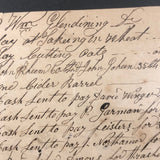 1848 Handwritten Ledger Page with Fraktur Watercolor Bird, in Period Grain Painted Frame