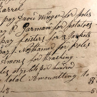 1848 Handwritten Ledger Page with Fraktur Watercolor Bird, in Period Grain Painted Frame