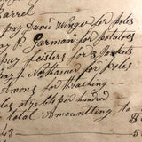 1848 Handwritten Ledger Page with Fraktur Watercolor Bird, in Period Grain Painted Frame