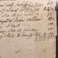 1848 Handwritten Ledger Page with Fraktur Watercolor Bird, in Period Grain Painted Frame