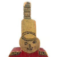 Old Painted Wooden Folk Art Three-Block Soldier with Great Face