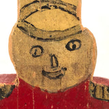 Old Painted Wooden Folk Art Three-Block Soldier with Great Face