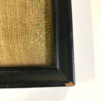 Antique Needlework Sampler on Linen  with Triple Alphabet, House, Flowers