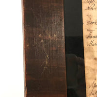 1848 Handwritten Ledger Page with Fraktur Watercolor Bird, in Period Grain Painted Frame
