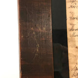 1848 Handwritten Ledger Page with Fraktur Watercolor Bird, in Period Grain Painted Frame