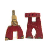 Old Painted Wooden Folk Art Three-Block Soldier with Great Face