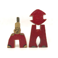 Old Painted Wooden Folk Art Three-Block Soldier with Great Face