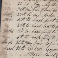 1848 Handwritten Ledger Page with Fraktur Watercolor Bird, in Period Grain Painted Frame