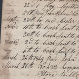 1848 Handwritten Ledger Page with Fraktur Watercolor Bird, in Period Grain Painted Frame