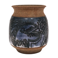 Mid-Century Hand-thrown Pottery Vase with Fantastic Expressionistic Sgraffito