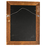1848 Handwritten Ledger Page with Fraktur Watercolor Bird, in Period Grain Painted Frame