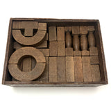 Beautiful Old Solid Wood Architectural Building Blocks Set