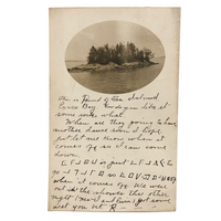 Pound of Tea Island, Casco Bay, Maine, Real Photo Postcard with Secret Code Writing